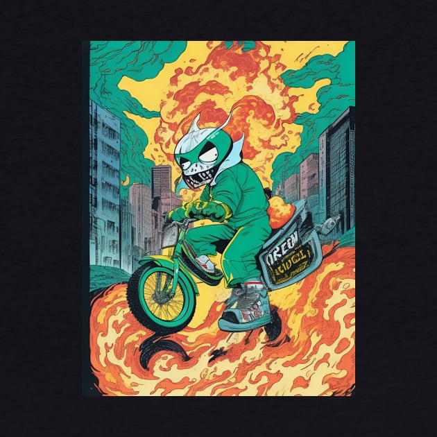 Ghost Rider of the 90s Apocalypse neon nostalgia by Rizstor